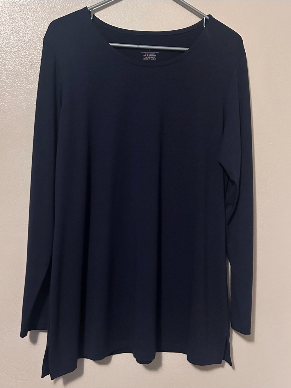 Christopher & Banks Women's Dark Blue Long-Sleeve Scoop Neck Tunic